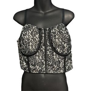 NEW WITH TAGS A’JUMMA BLACK FLORAL LACE BUSTIER CROP TOP PLUS size 1X